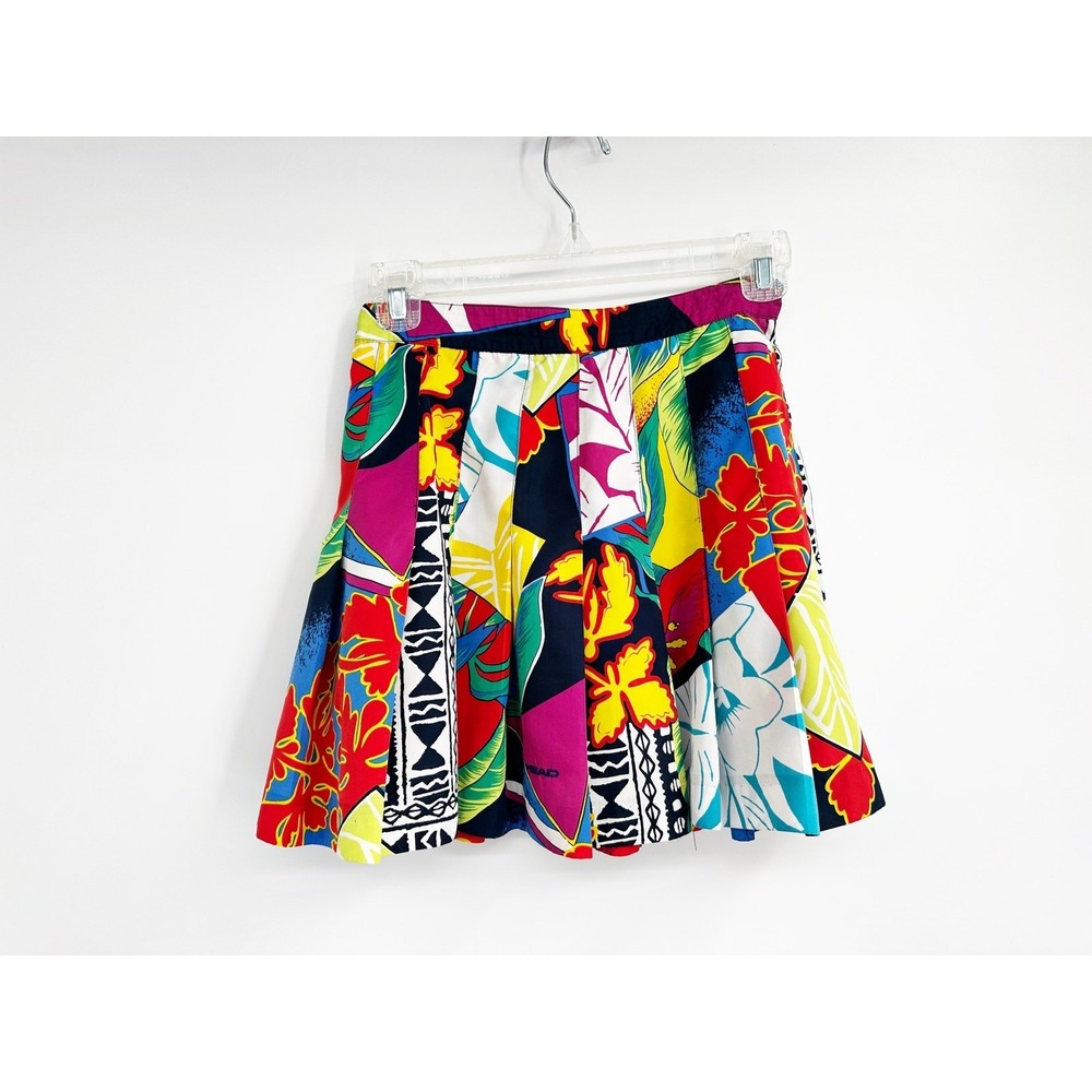 HEAD‎ Vinatge Skirt Mini Pleated Funky Colorful Abstract Y2K 90s Size 4